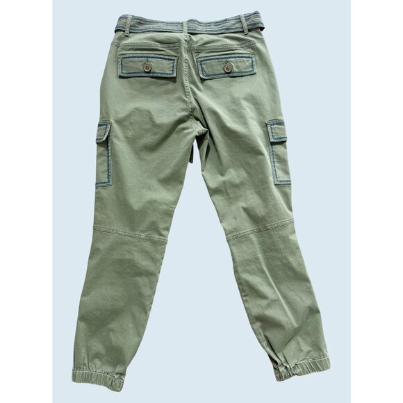 SUNDANCE Willow Cargo Embroidered Green Ankle Zip Pants Size 4 - Picture 6 of 8